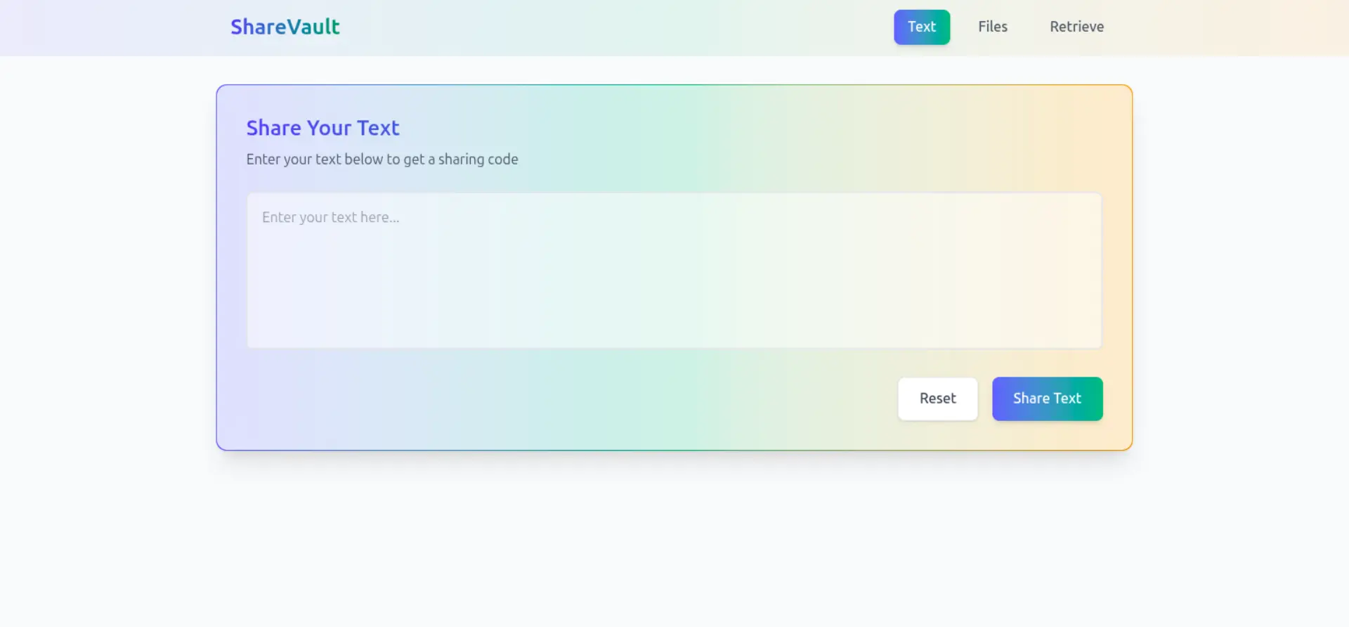 Screenshot of ShareVault - Secure Sharing Platform